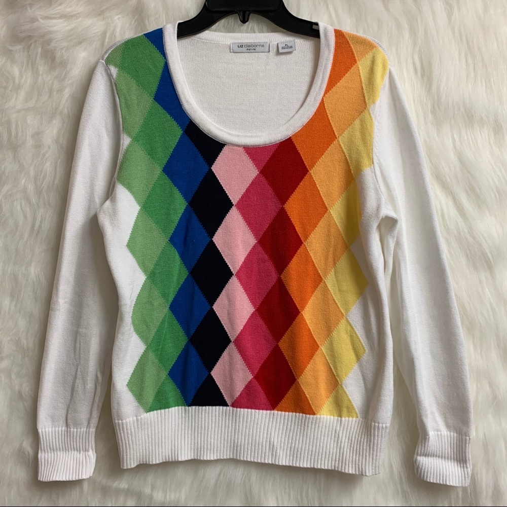 Liz Claiborne Rainbow Argyle Sweater